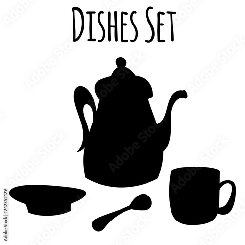 Vector set of dishes in Scandinavian style.
