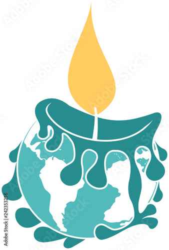 A globe is consumed like a candle