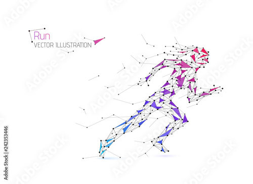 Abstract woman running. Modern colorful gradient. Run. Vector illustration.
