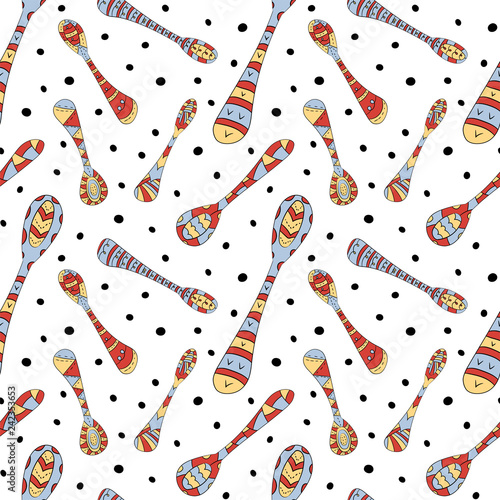 Vector seamless pattern of spoons in Scandinavian style on a white background. Used for wallpapers, backgrounds, wrapping paper