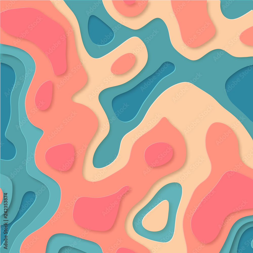Abstract elevation map.Green paper cut out in trendy style Abstract elevation map.Green paper cut out in trendy style