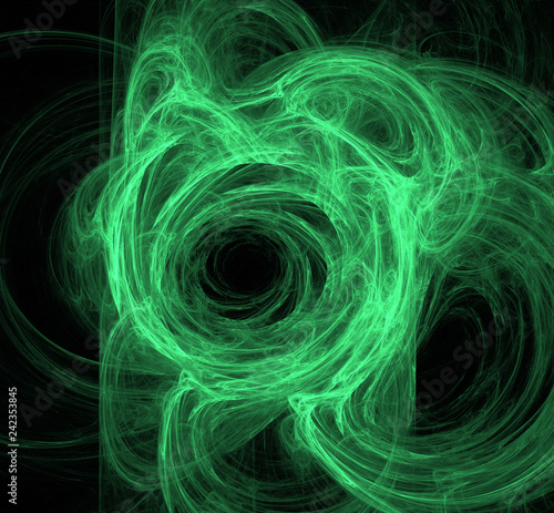 Abstract ufo green fractal background. Fantasy fractal texture. Digital art. 3D rendering. Computer generated image.