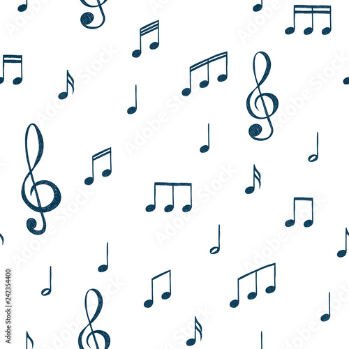 Music notes pattern. Music doodles background. Piano keys. Treble clef. Hand drawn effect vector. G-clef. Scribbles. Audio. Piano. Symphony. Song. Sing. Melody. Classic music.