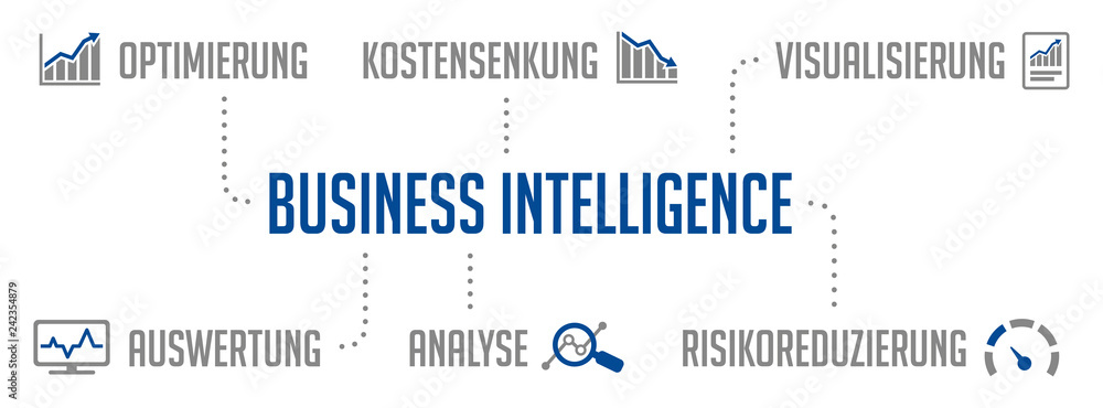 Business Intelligence Infografik Blau