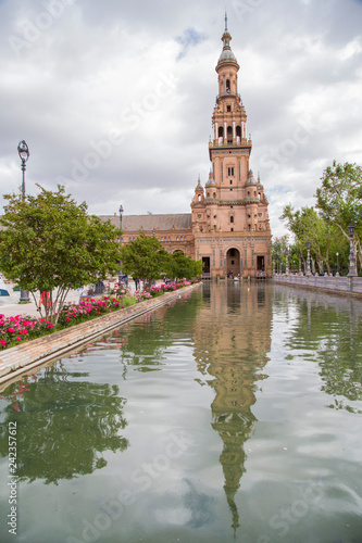 Spanish Square in Sevilla in a beautiful summer day, Spain
