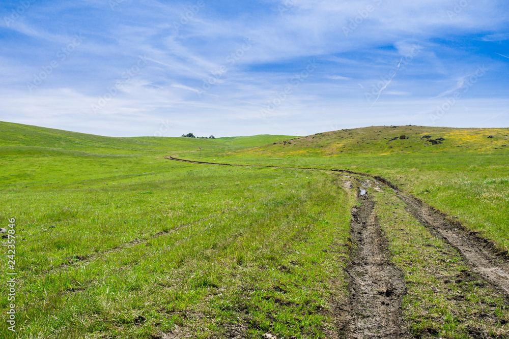 Walking/hiking trail on the hills of south San Francisco bay, San Jose, California Walking/hiking trail on the hills of south San Francisco bay, San Jose, California