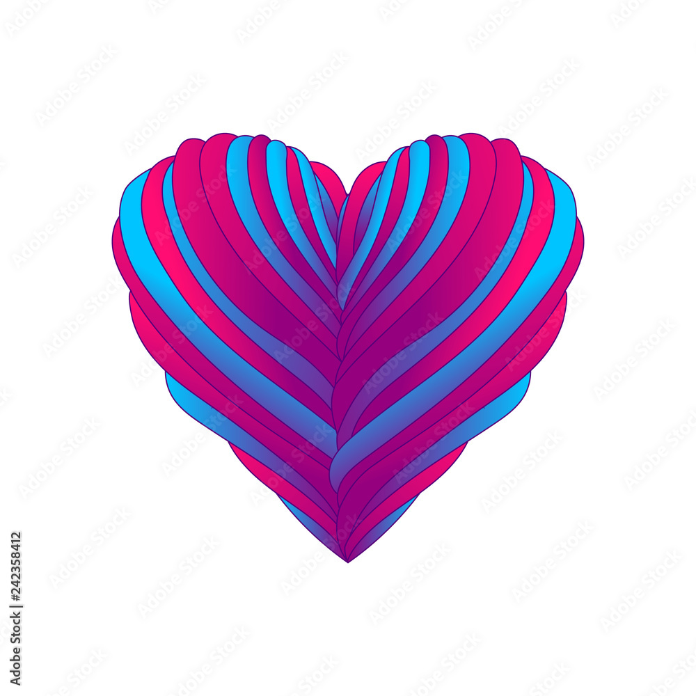 Heart with ribbons illustration for Valentine's day. Vector drawing of a heart entangled in laces for cards, backgrounds, banners, posters, wallpapers, web and print designs for romantic occasion. Heart with ribbons illustration for Valentine's day. Vector drawing of a heart entangled in laces for cards, backgrounds, banners, posters, wallpapers, web and print designs for romantic occasion.