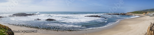 Panoramic view of Pescadero State Beach, Pacific Ocean Coastline, California