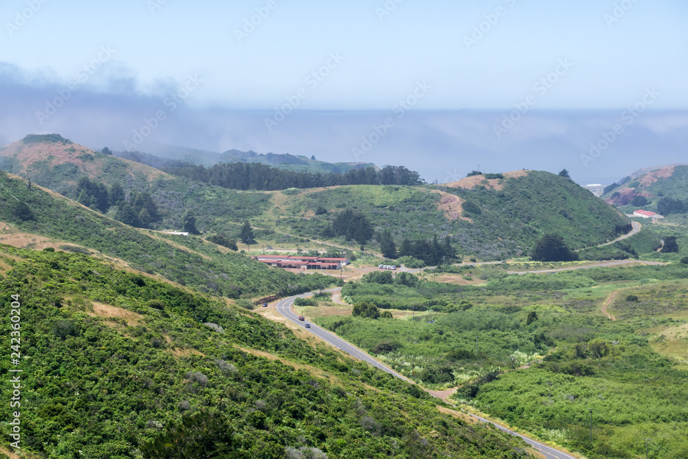 Landscape in Marin Headlands State Park, San Francisco bay, California
