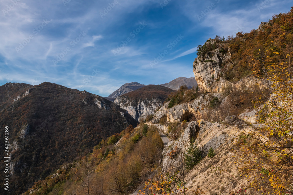 Mountain landscape in the autumn cloudy day. Mountains at sunset under the clouds. Mountain landscape in the autumn cloudy day. Mountains at sunset under the clouds.
