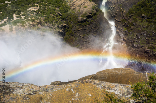 Rainbow visible from the top of Upper Yosemite Falls, Yosemite National Park, California