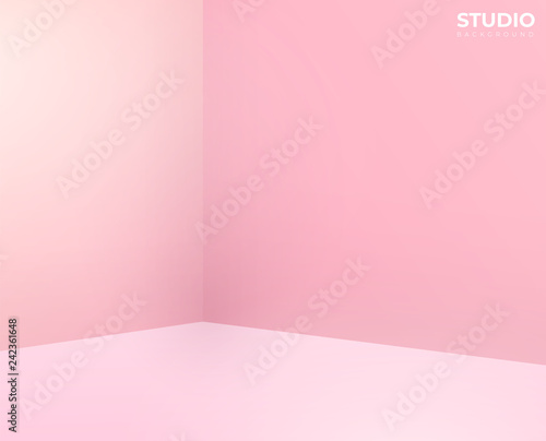Empty pink studio room, used as background for display your products - Vector illustration