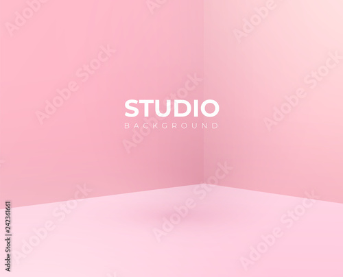 Empty pink studio room, used as background for display your products - Vector illustration