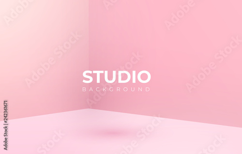 Empty pink studio room, used as background for display your products - Vector illustration