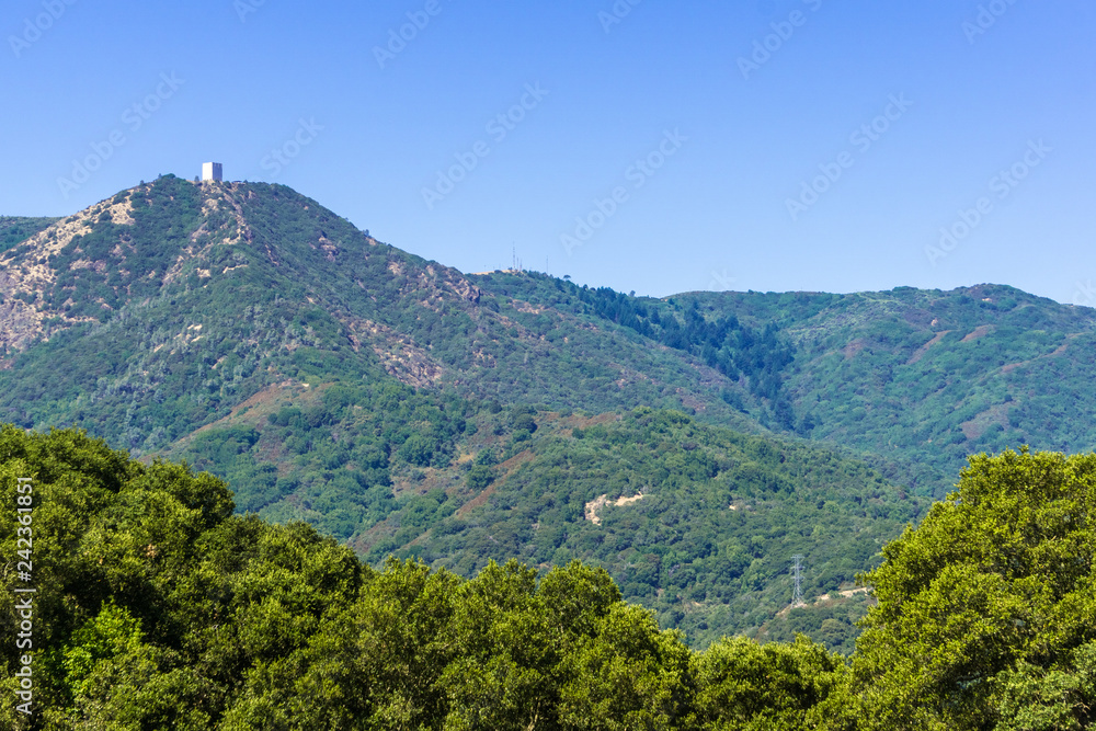 View towards Mount Umunhum from Almaden Quicksilver county park, south San Francisco bay area, Santa Clara county, California