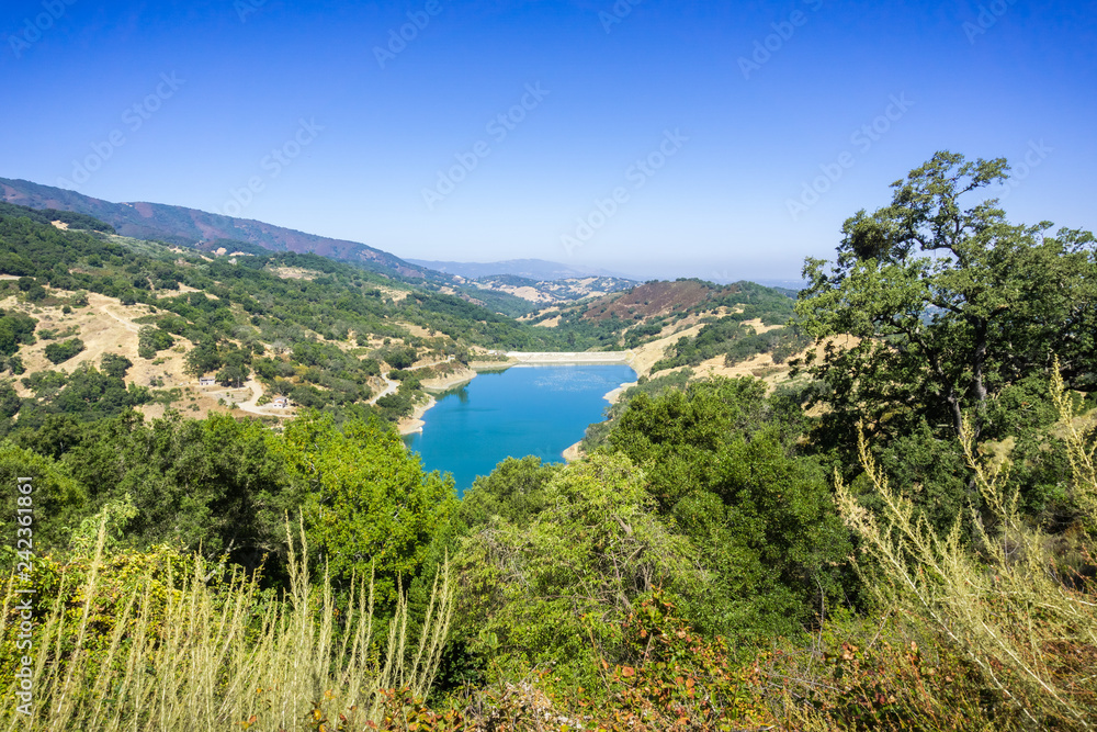 Aerial view of Guadalupe Reservoir, San Francisco bay area, Santa Clara county, California