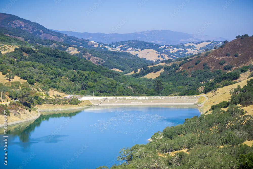 Aerial view of Guadalupe Reservoir, San Francisco bay area, Santa Clara county, California