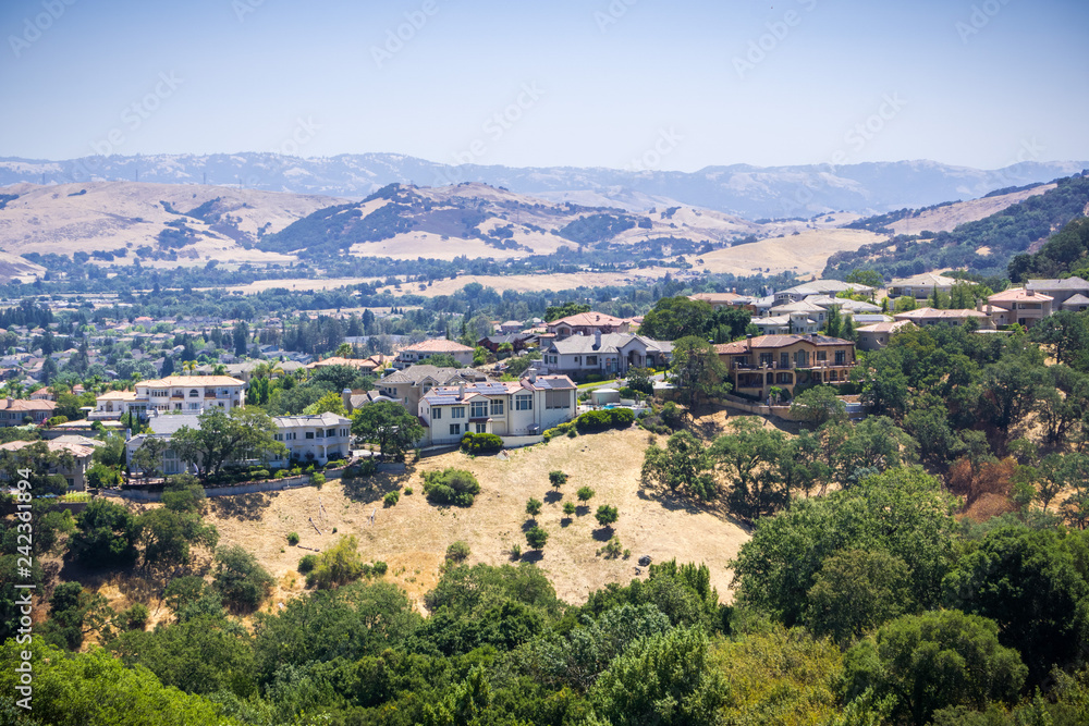 Houses on the hills of south San Francisco bay, Almaden Valley, California