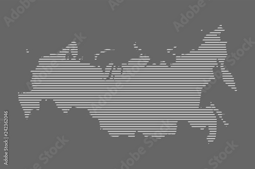 Russia map vector using white straight lines pattern on black background illustration