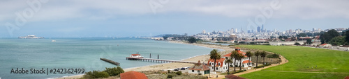 Panoramic view towards Crissy Field; financial district in the background, San Francisco, California