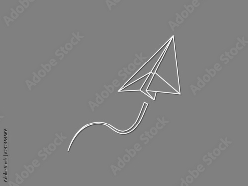 A paper plane flying up smoothly for transport and aviation business on black background vector illustration