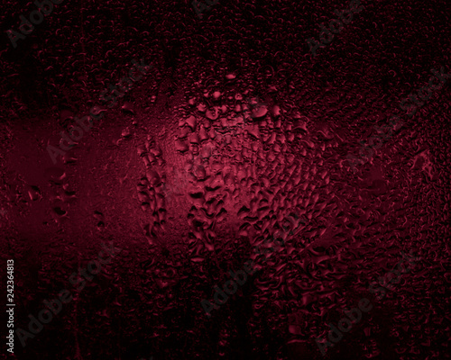 01drops on the glass, red shade, dark fogged glass, texture, background