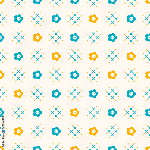 Seamless pattern with buttons. Sewing, needlework