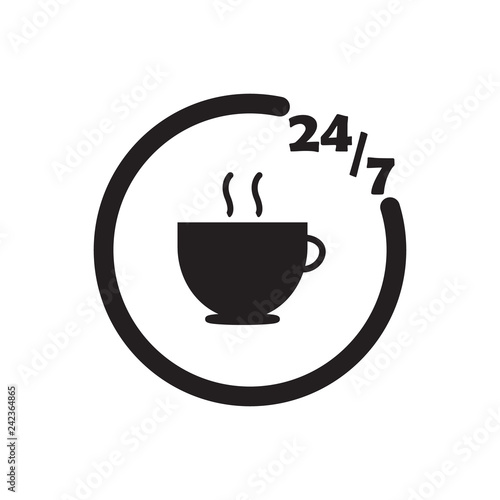 247 cafe icon black vector design illustration