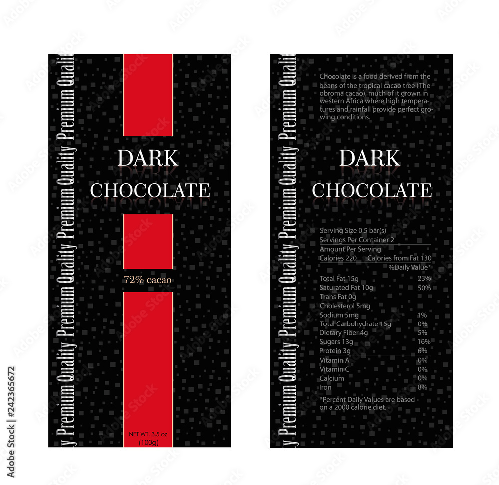 Packaging design chocolate. Vector illustration. Pack design dark ...