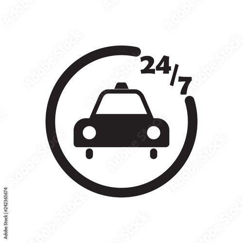 247 taxi icon black vector design illustration