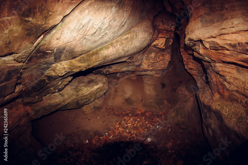 Fototapeta Naklejka Na Ścianę i Meble -  Kozelsk, Sosensky, Russia - January 2019: Grotto of Nature monument 