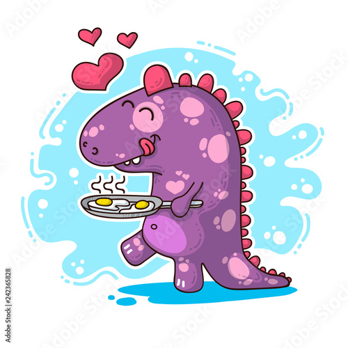 Vector illustration about Dinozaur in love