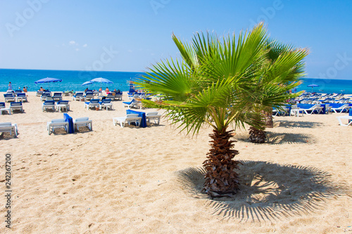 Fototapeta Naklejka Na Ścianę i Meble -  Alanya Kleopatra beach in summer resort in Turkey