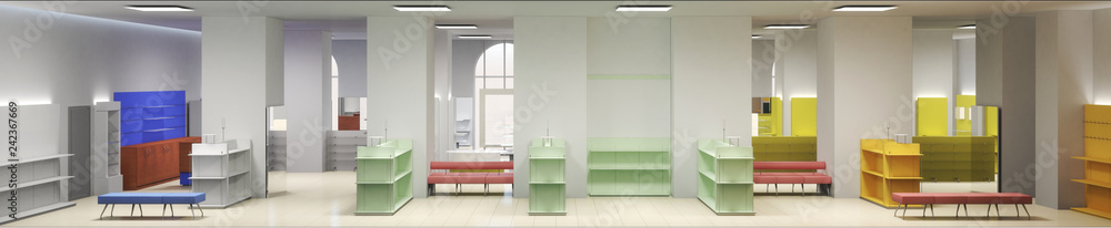 Fototapeta premium shop, mall, shopping mall, interior visualization, 3D illustration