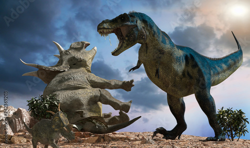 battle of dinosaurs render 3d © de Art
