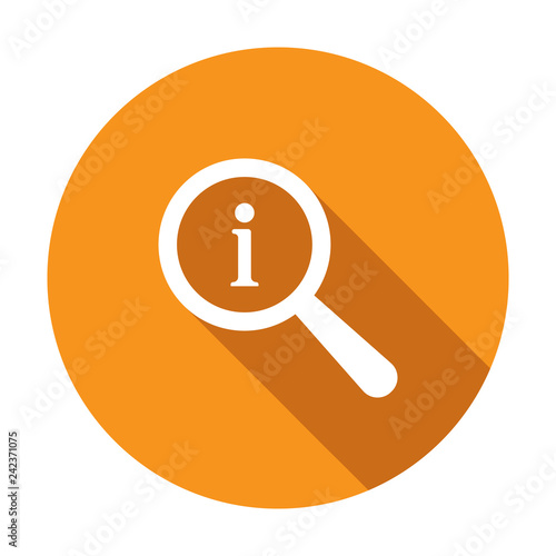 Hint icon. Search icon with information sign. Search icon and about, faq, help, hint concept. Vector icon