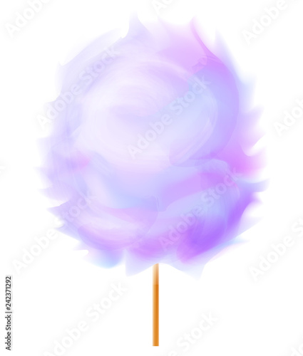 Purple cotton candy isolated on white