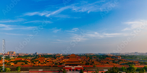 Bilde på lerret Aerial view of the Forbidden City in central Beijing, China under blue sky