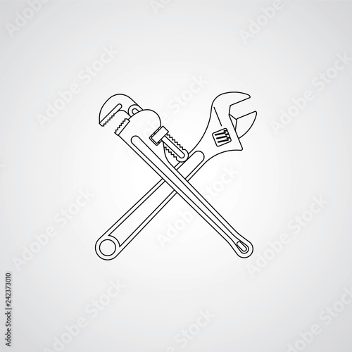 Pipe adjustable wrenches icon. Vector