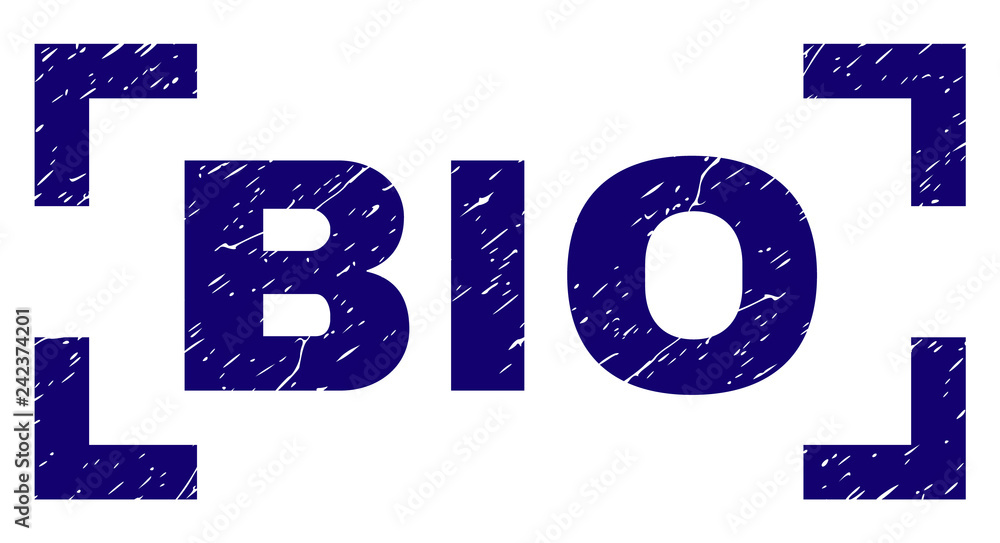 BIO label seal imprint with grunge texture. Text label is placed between corners. Blue vector rubber print of BIO with unclean texture. BIO label seal imprint with grunge texture. Text label is placed between corners. Blue vector rubber print of BIO with unclean texture.