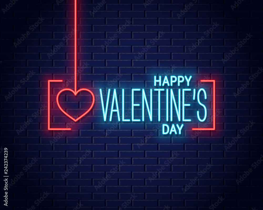 valentines day neon logo. Valentine neon banner