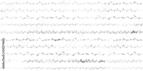 Hand drawn liana floral pattern. Color foliage plant decoration vector on white background