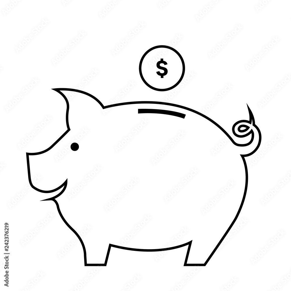 Obraz na płótnie Świnka skarbonka na białym tle ilustracja wektorowa -  świnia, bank, świnki, fototapety | Foteks