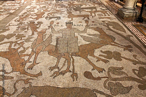 Alessandro Magno con due grifono nel grande mosaico pavimentale della Cattedrale di Otranto photo