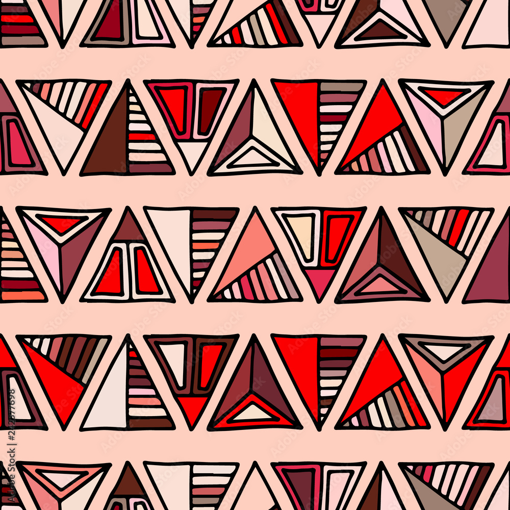 Seamless vector pattern. geometrical background with hand drawn decorative tribal elements. Print with ethnic, folk, traditional motifs. Graphic illustration for wrapping, wallpaper, fabric, packing Seamless vector pattern. geometrical background with hand drawn decorative tribal elements. Print with ethnic, folk, traditional motifs. Graphic illustration for wrapping, wallpaper, fabric, packing