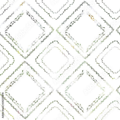 Hand drawn liana floral pattern. Color foliage plant decoration vector on white background