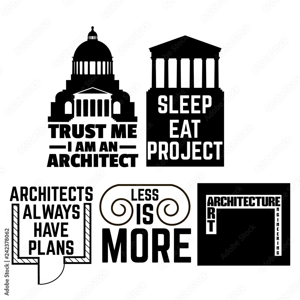 Collection of quote minimalistic typographical backgrounds about architecture. Set for architects. Template for card banner poster print for t-shirt. Collection of quote minimalistic typographical backgrounds about architecture. Set for architects. Template for card banner poster print for t-shirt.