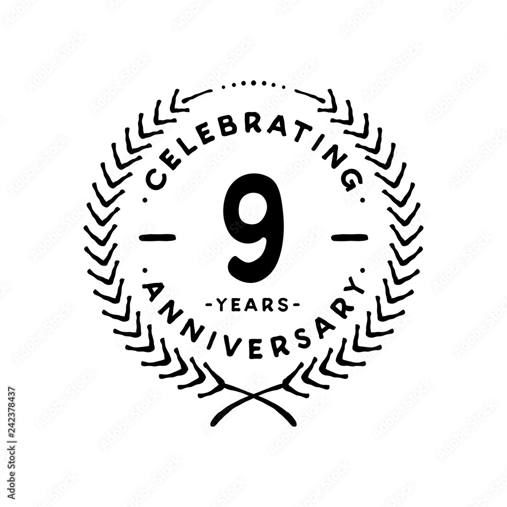Fototapeta premium 9 years design template. 9th vector and illustration 