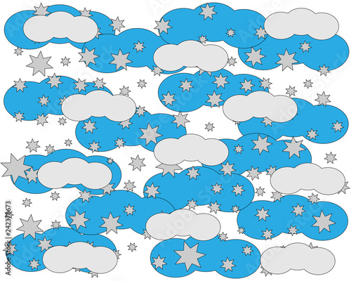 white blue clouds in the stars children background