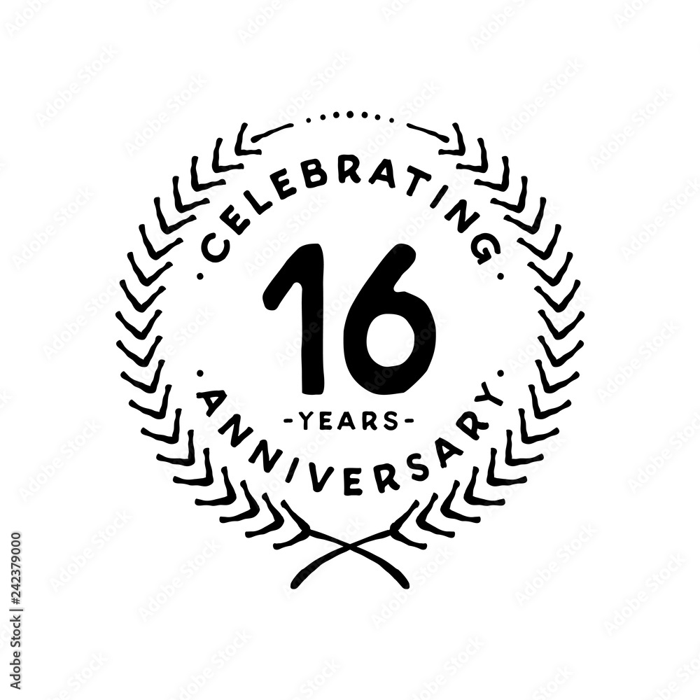 16 years design template. 16th vector and illustration 16 years design template. 16th vector and illustration